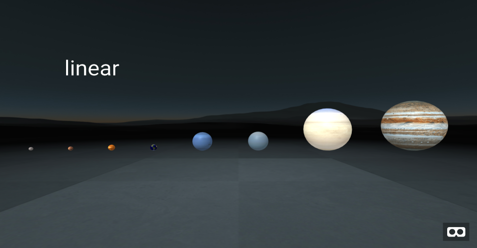Planetary scaling preview. The eight planets in our Solar System lined up and scaled.